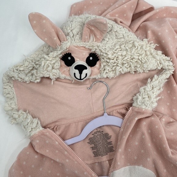 Xhilaration Llama Heart Target Jumpsuit Union Suit Pajama Sleepwear Pink S - Picture 4 of 7